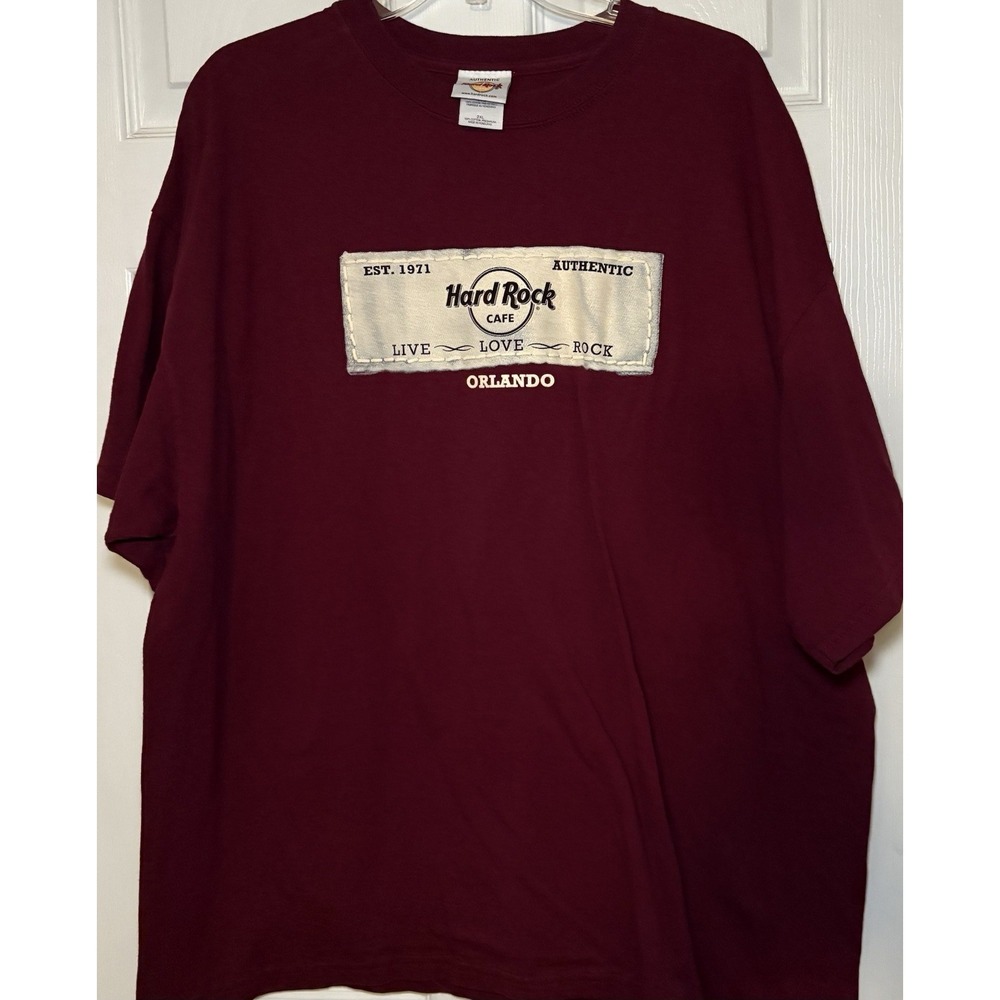 Vintage HARD ROCK CAFE Orando Graphic T-Shirt Burgundy UNISEX  Sz 2XL